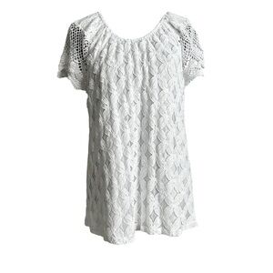 Indigo Soul White Lace Blouse Size X-Large